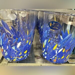 Murano Blue Speckled 2-Glass Tumblers